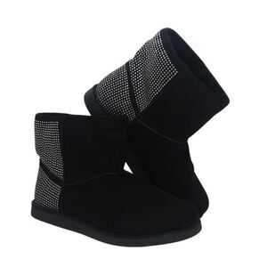 Juicy Couture Womens Pre-owned Black Suede, Silver Embellished Boots - sz. 8